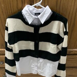 Black and White Striped Women's Sweater